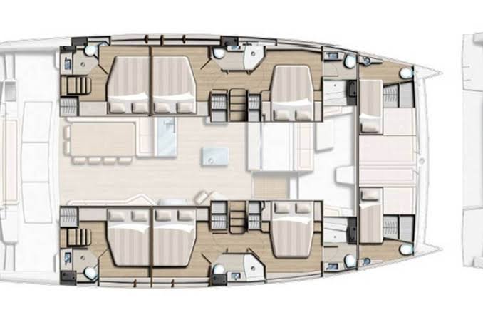 Ne Plus Ultra Bali 5.4 interior layout diagram showing cabin and salon configuration