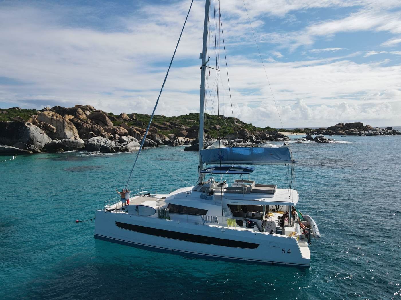Ne Plus Ultra Bali 5.4 catamaran anchored at The Baths, Virgin Gorda, British Virgin Islands